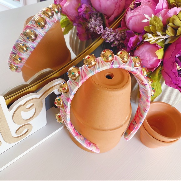 Anthropologie Super Smalls Embellished Headbands Set Mommy & Me Pink Gem Floral - Picture 4 of 16
